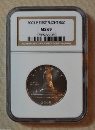 2003 - P First Flight Commemorative Half Dollar - Ngc Slabbed Ms69 photo