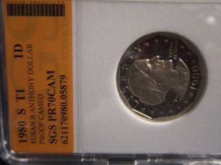 Sba24 1980 S Sb Anthony Dollar Coin Uncirculated Last Yr Collect Money photo