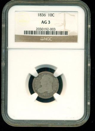 1836 Capped Bust Silver Dime Ngc Ag3 photo