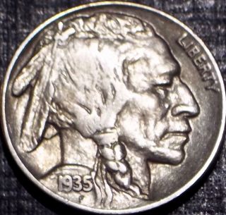 Rare 1935 - P Buffalo Nickel Full Date + Full Horn Quality Coin Lqqk photo