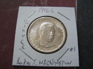 1946 - S Booker T Washington Silver Half Dollar 1 Very Details photo