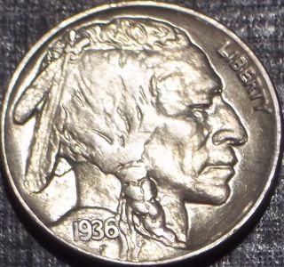 Rare 1936 - P Buffalo Nickel Full Date + Full Horn Quality Coin 21 photo