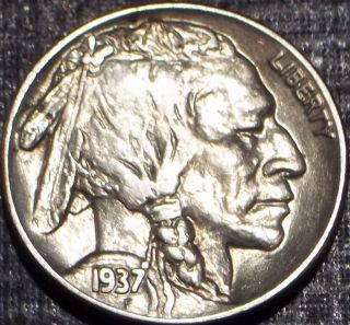 Rare 1937 - P Buffalo Nickel Full Date + Full Horn Quality Coin 20 photo