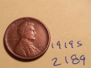 1919 S Lincoln Cent Fine Detail Great Coin (2189) Wheat Back Penny photo