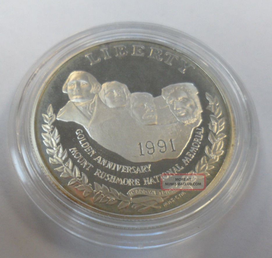 1991 Mt Rushmore Anniversary Silver Dollar Proof 1991-mt-rushmore-anniversary-silver-dollar-proof