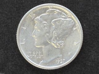 1937 - P Mercury Bu Dime 90% Silver U.  S.  Coin D7747 photo