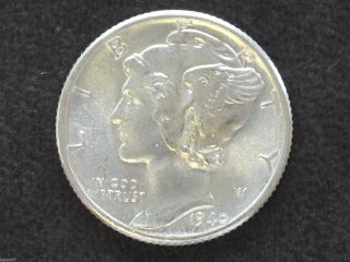 1940 - P Mercury Bu Dime 90% Silver U.  S.  Coin D7758 photo