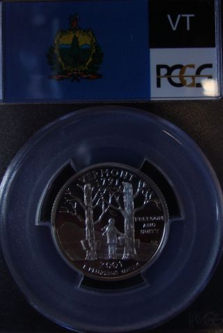 2001 - S Proof Vermont Vt Silver State Quarter - Pcgs Pr 70 Dcam - Flag Label photo