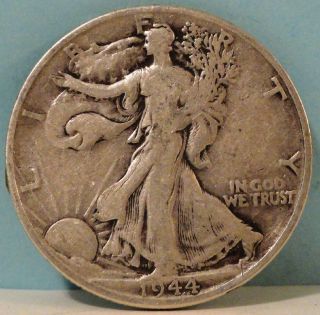 1944 Walking Liberty Half Dollar,  D Mintage,  Circulated photo