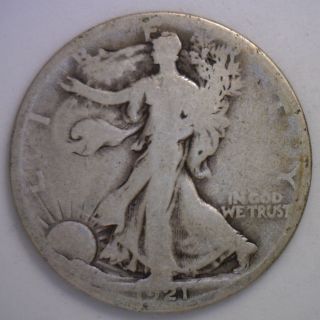 1921 S Walking Liberty Half Dollar 50 Cent Silver Coin Walker Good (g) photo