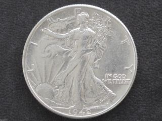 1942 - P Liberty Walking Half Dollar 90% Silver U.  S.  Coin D7532 photo