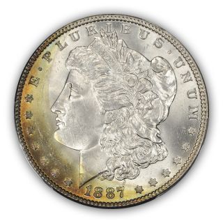 1887 $1 Morgan Dollar Pcgs Ms66+ (cac) Plus Toner 1172 - 27 photo