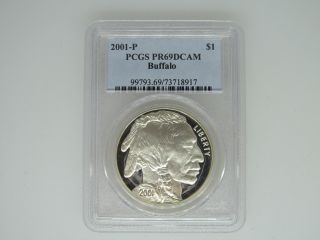 2001 - P American Buffalo Commemorative Proof Silver $1 Coin Pcgs Pf69dcam 917 photo