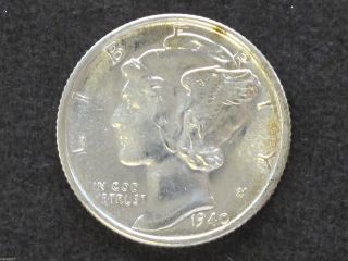 1940 - S Mercury Bu Dime 90% Silver U.  S.  Coin D7745 photo