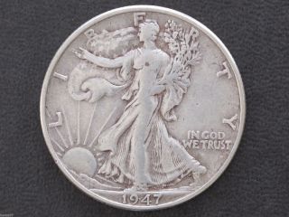 1947 - P Liberty Walking Half Dollar 90% Silver U.  S.  Coin D7536 photo