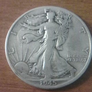 1945 - D 50c Walking Liberty Half Dollar 90% Silver U.  S.  Coin Look photo