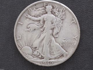 1946 - D Liberty Walking Half Dollar 90% Silver U.  S.  Coin D7537 photo
