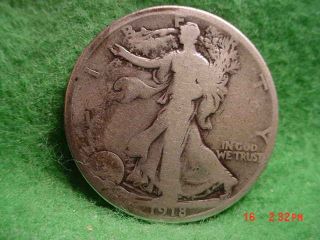 1918 - S Liberty Walking Half,  Good World War 1 Silver photo