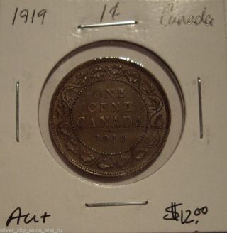 Canada George V 1919 Large Cent - Au+ photo
