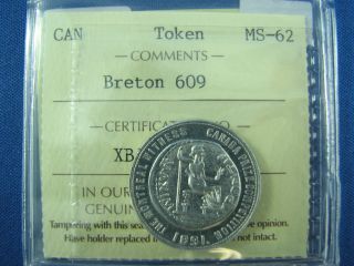 1891 Canada Token Breton 609 The Penny Of The Time Of Our Lord Ms 62 photo