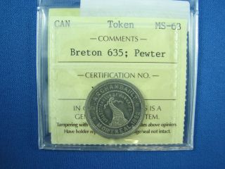 1892 D.  Archambault Collectionneur De Monnaies Montreal Breton 635 Pewter Ms 63 photo