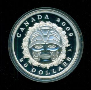 Canada 2009 $20 - 99.  99% Fine Silver Coin - Summer Moon Mask photo