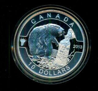 Canada 2013 $10 - 99.  99% Fine Silver Coin - The Beaver photo