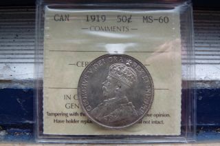 1919 Canada 50 Cents Iccs Ms60 photo
