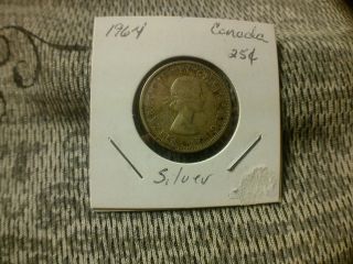 1964 Canada Silver.  25 Cents photo