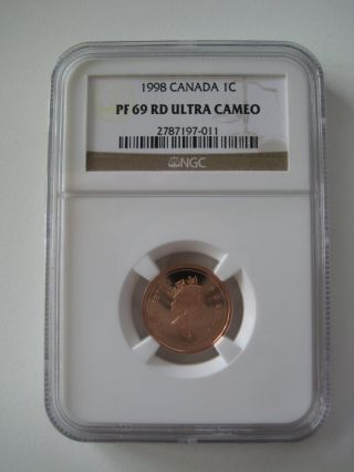 1998 Canada 1 - Cent - Proof Finish - Ngc Graded Pf69 Rd Ultra Cameo photo