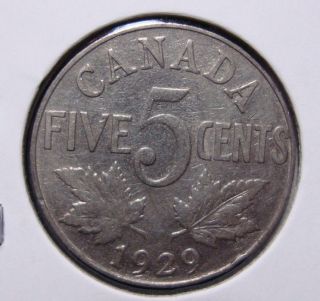 1929 5c Canada 5 Cents,  King George V Nickel,  Canadian,  3356 photo