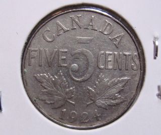 1924 5c Canada 5 Cents,  King George V Nickel,  Canadian,  3235 photo