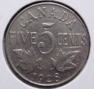 1928 5c Canada 5 Cents,  King George V Nickel,  Canadian,  3331 photo