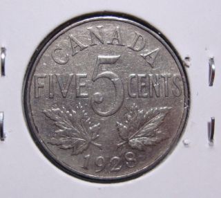 1928 5c Canada 5 Cents,  King George V Nickel,  Canadian,  3317 photo