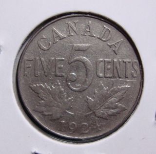 1924 5c Canada 5 Cents,  King George V Nickel,  Canadian,  3237 photo