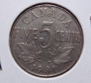 1931 5c Canada 5 Cents,  King George V Nickel,  Canadian,  3403 photo