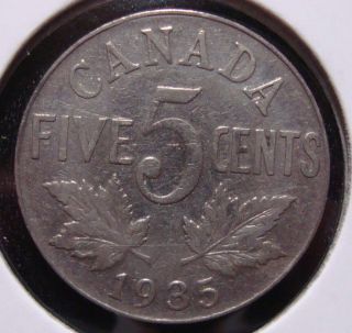 1935 5c Canada 5 Cents,  King George V Nickel,  Canadian,  3494 photo