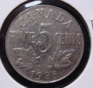 1935 5c Canada 5 Cents,  King George V Nickel,  Canadian,  3504 photo
