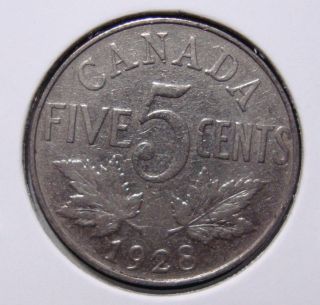 1928 5c Canada 5 Cents,  King George V Nickel,  Canadian,  3324 photo