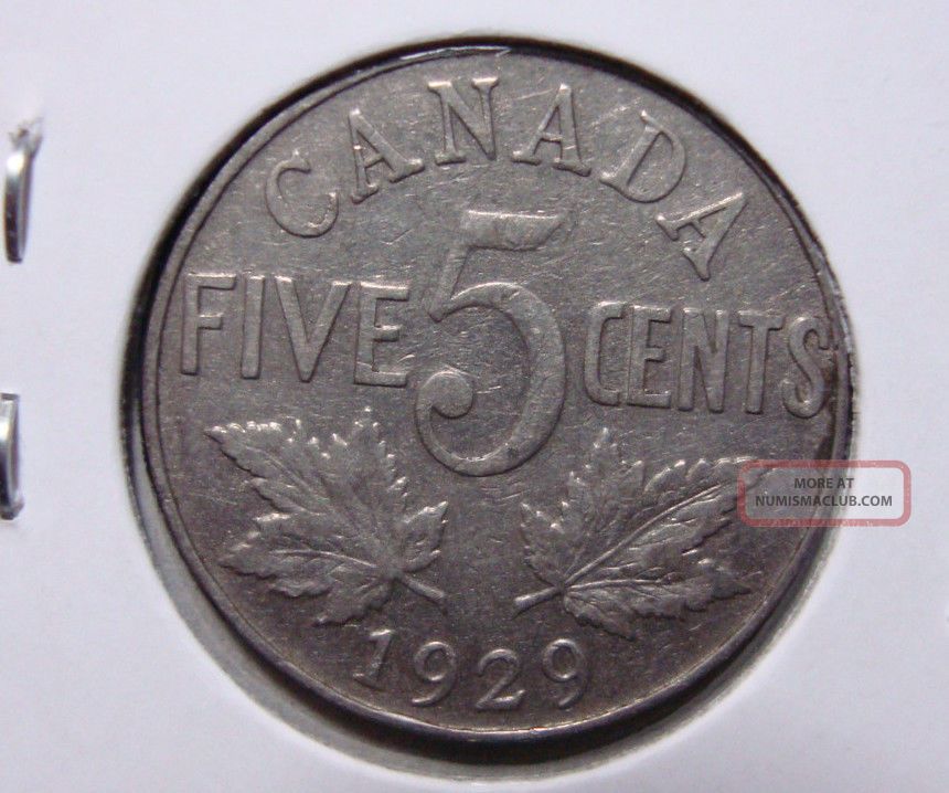 1929 5c Canada 5 Cents,  King George V Nickel,  Canadian,  3344 Coins: Canada photo