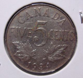 1934 5c Canada 5 Cents,  King George V Nickel,  Canadian,  3453 photo
