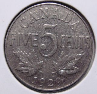 1929 5c Canada 5 Cents,  King George V Nickel,  Canadian,  3358 photo