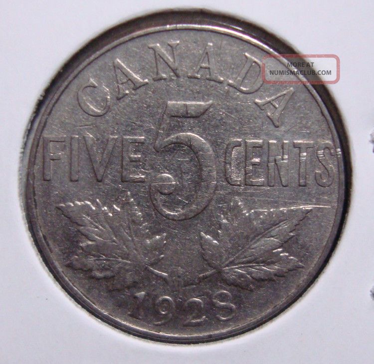 1928 5c Canada 5 Cents,  King George V Nickel,  Canadian,  3307 Coins: Canada photo