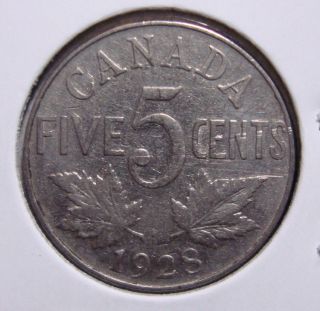 1928 5c Canada 5 Cents,  King George V Nickel,  Canadian,  3307 photo