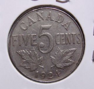 1924 5c Canada 5 Cents,  King George V Nickel,  Canadian,  3232 photo