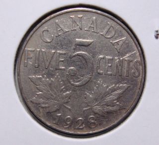 1928 5c Canada 5 Cents,  King George V Nickel,  Canadian,  3316 photo