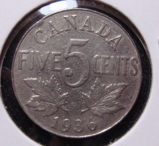 1936 5c Canada 5 Cents,  King George V Nickel,  Canadian,  3541 photo