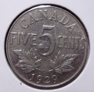 1929 5c Canada 5 Cents,  King George V Nickel,  Canadian,  3341 photo
