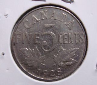 1928 5c Canada 5 Cents,  King George V Nickel,  Canadian,  3298 photo