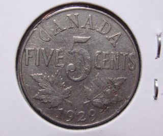 1929 5c Canada 5 Cents,  King George V Nickel,  Canadian,  3354 photo